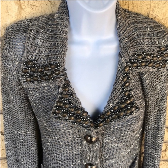 BCBGMaxazria Gray Beaded Dress Coat Small - Picture 2 of 9